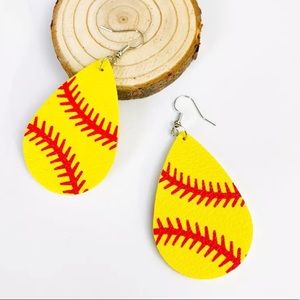 Baseball Genuine Leather Earrings